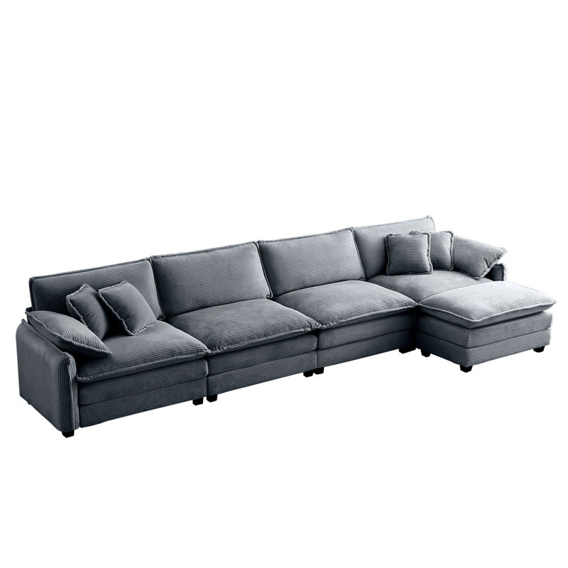 Comfortable Corduroy Sofa With Multiple Pillows For Various Spaces