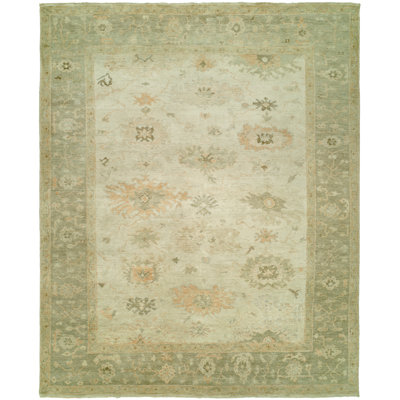 Lyken Wool Oriental Area Rug in Green