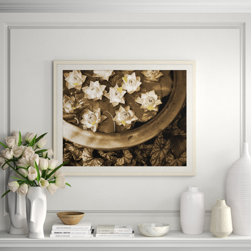 Floating Flowers' Framed Photographic Print on Glass
