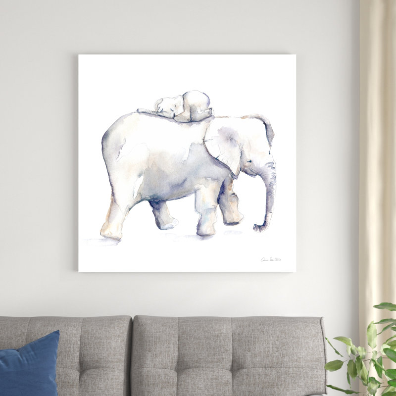 «Baby Elephant Love III» par Aimee Del Valley, peinture sur toile tendue, H 36 po x l 36 po