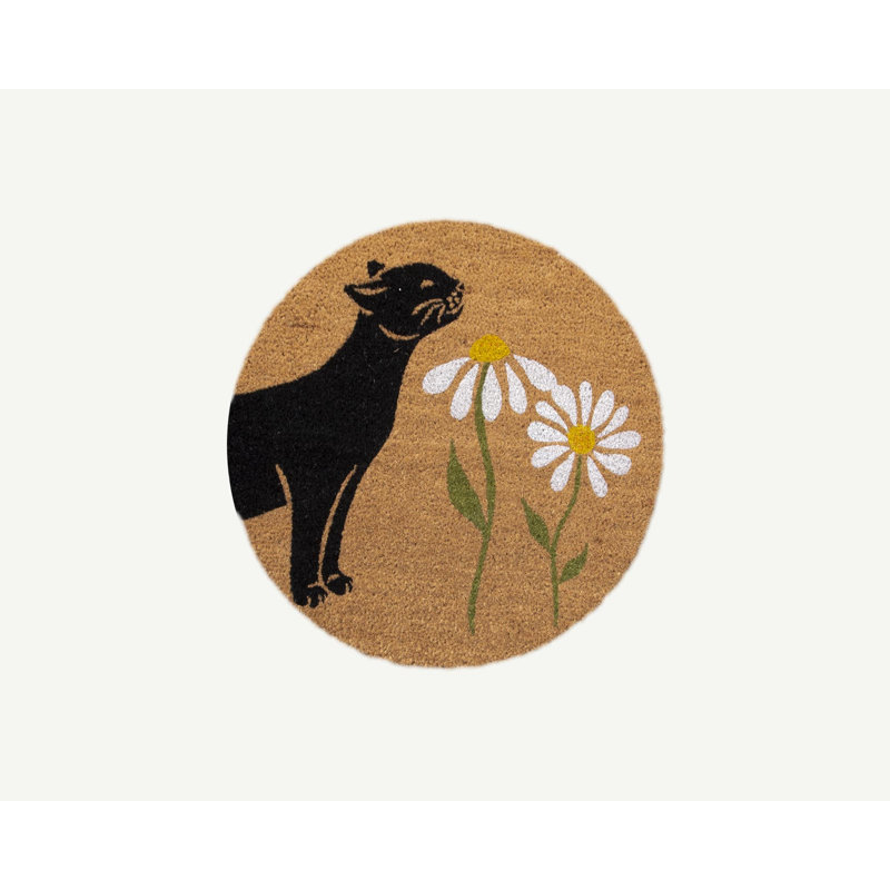 4 chats et chiens, ensemble de tapis d'entrée Spring Kitty Sniff the Daisies, rond