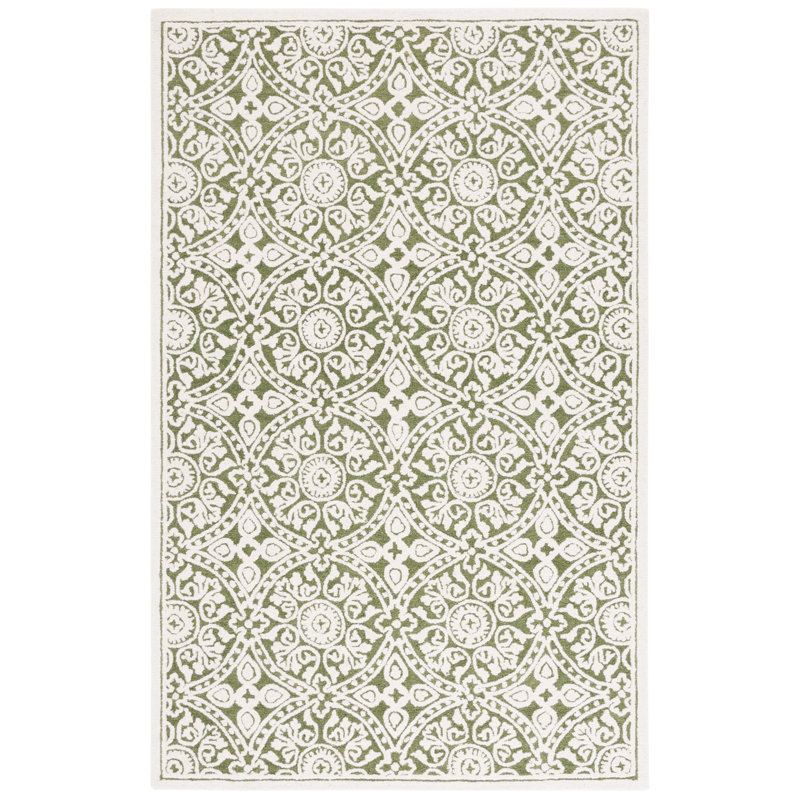Tapis Metro256 vert / ivoire, Carré 6 pi