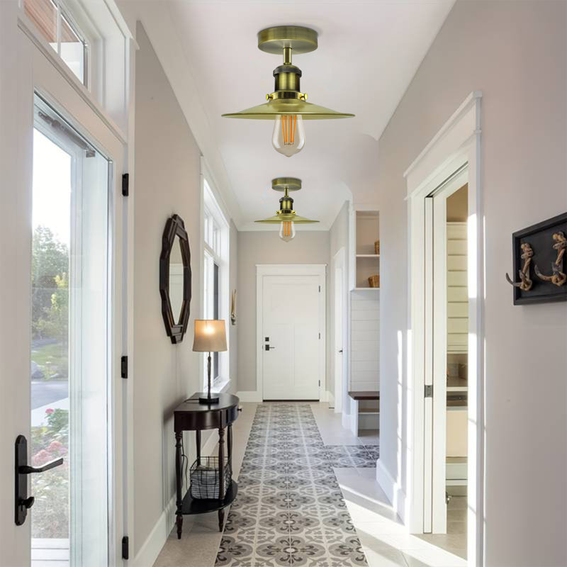 Brenna Semi Flush Mount, Green Brass