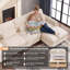 Canapé modulable 2 places d'inspiration cottage, en chenille à volants, avec 2 poufs, dossier capitonné et accoudoirs arrondis, beige-1269377380