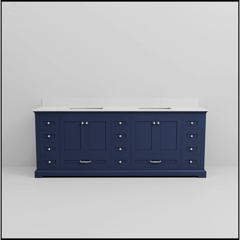 Double meuble-lavabo double avec comptoir en quartz, fermeture en douceur et rangement spacieux pour les salles de bain modernes