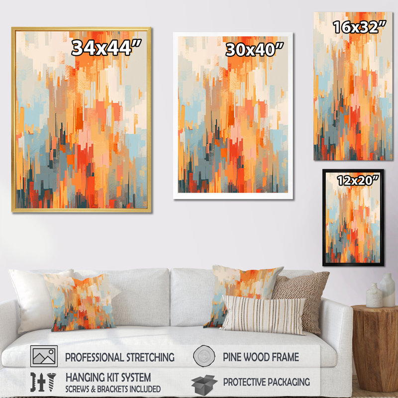 Orange Beige Shattered Realities - Cubism Wall Art, 20" H x 12" W x 1" D, Wrapped Canvas