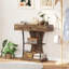 HOMCOM Console Table 3-Tier Industrial Hallway Table, Drawer, Rustic Brown