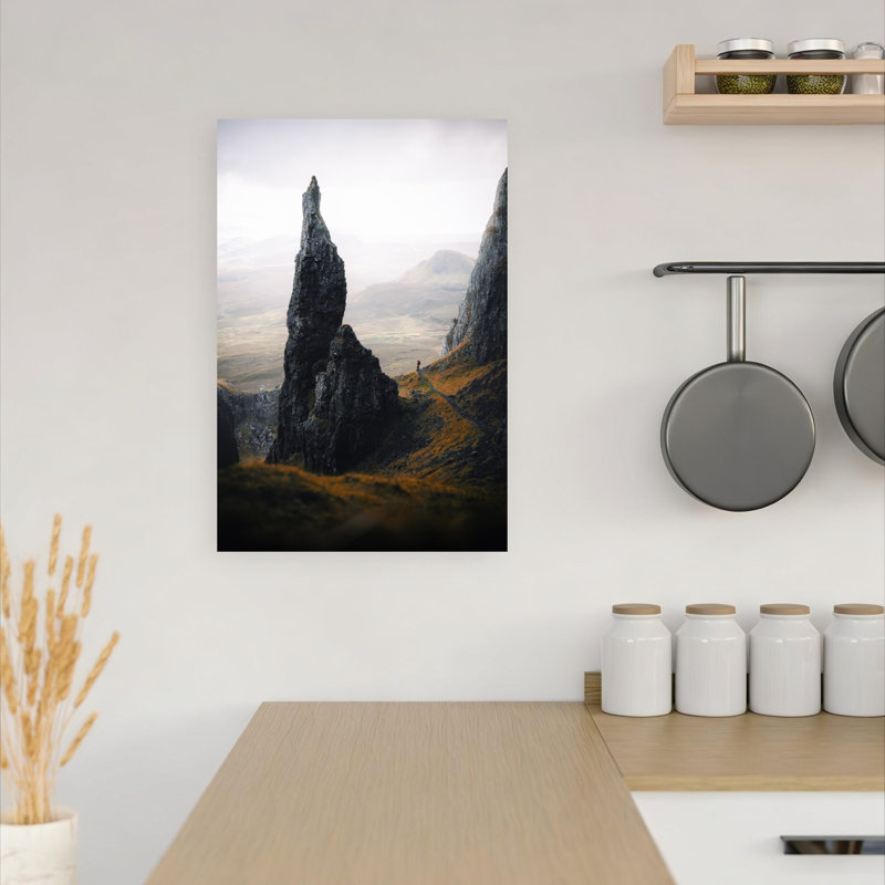 Misty Mountain Pinnacle Dramatic Abstract Contemporary Landscape Mountain Wall Art Print by Witold Ziomek - Print