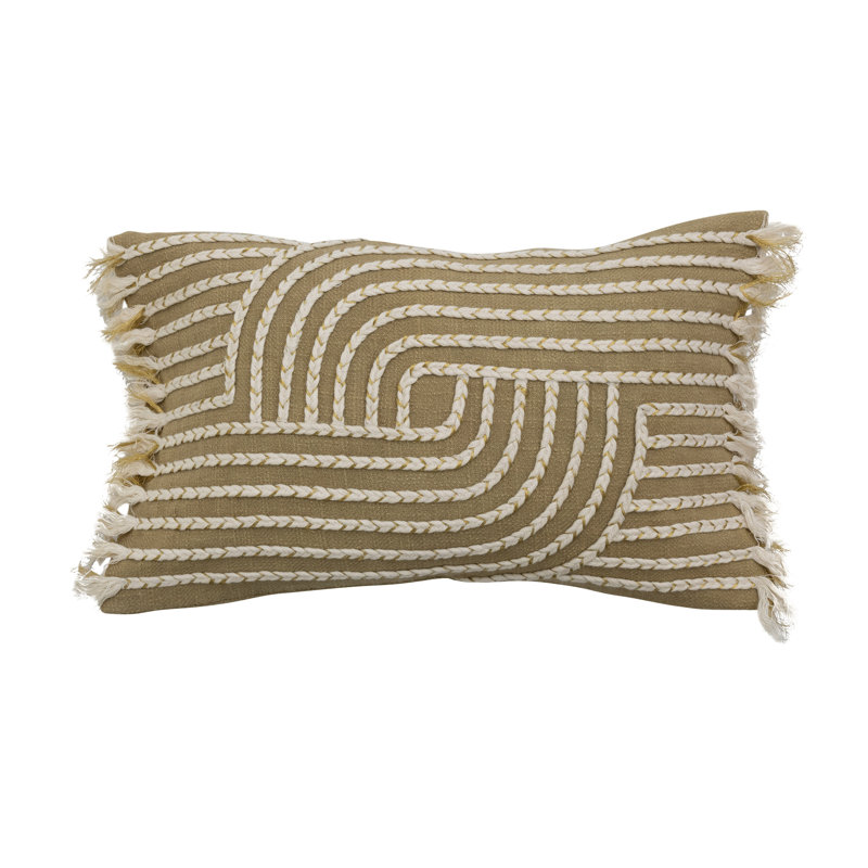 Fringe Cotton Reversible Throw Pillow