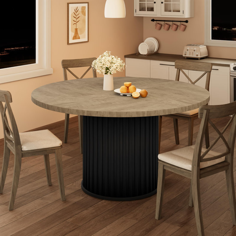 Walnut Dining Table, Black/Grey