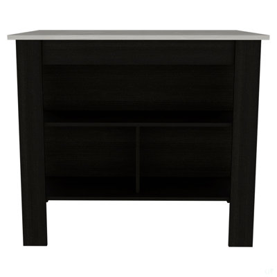 Cala Kitchen Island, Four Legs, Three Shelves