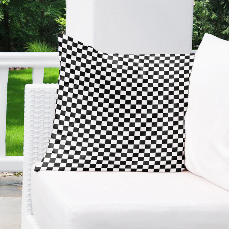 Coussin décoratif Vichy, 20 po x 20 po, Noir / blanc