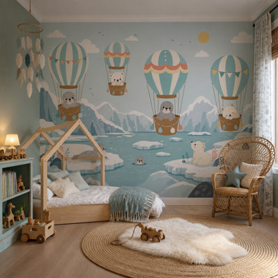 Papier peint paysage de montgolfière arctique enfants chambre d'enfant