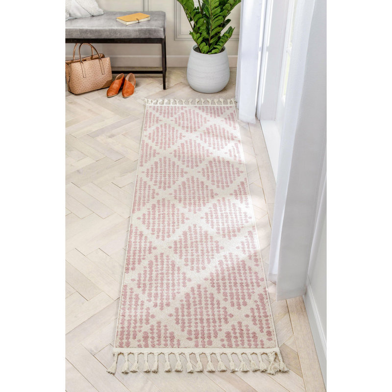 Loop-De-Loop Geometric Synthetic Area Rug, Runner 67 x 220cm