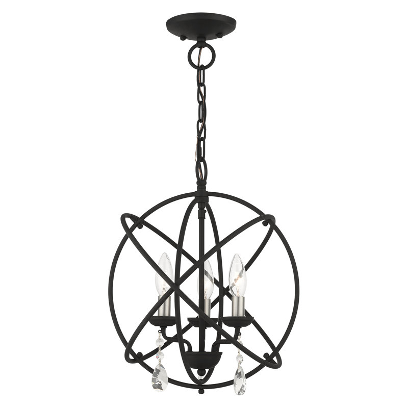Black Steel Mini Crystal Candle Chandelier Light
