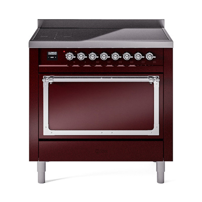 ILVE Nostalgie II Noblesse 36 in Induction Range, Burgundy/Chrome
