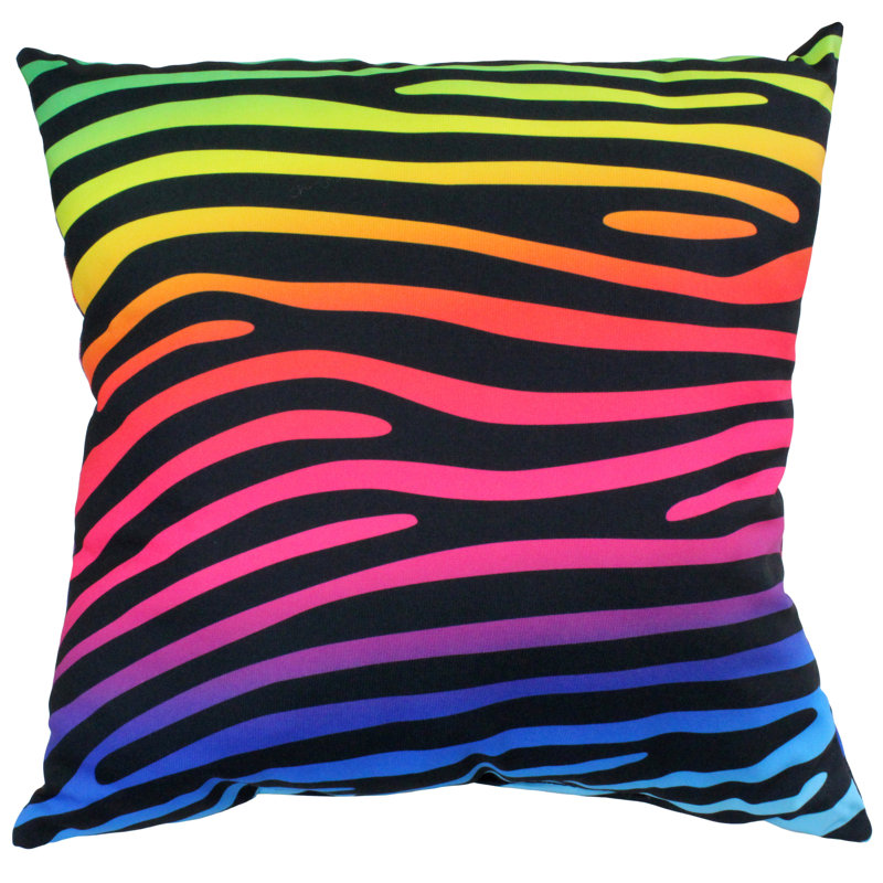 Animal Print Reversible Throw Pillow, Rainbow Gradient/Black