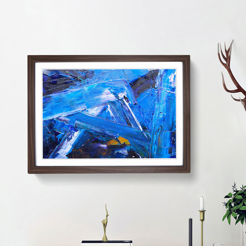 Abstract Art Painting Vol.353 by S.Johnson - Framed Print, 36cm H x 48cm W x 2cm D, Walnut Framed