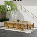 Outdoor 16 - Piece Teak Dining Set