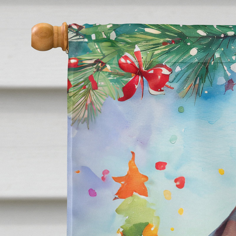 Drapeau de Noël teckel, H 40 po x l 28 po