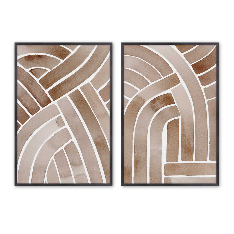 Tressé terre ensemble de 2 impressions dans un cadre, Zinc patiné, H 15,25 po x l 12,25 po