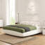 King Size White Boucle Upholstered Floating Bed Frame With Led Lights