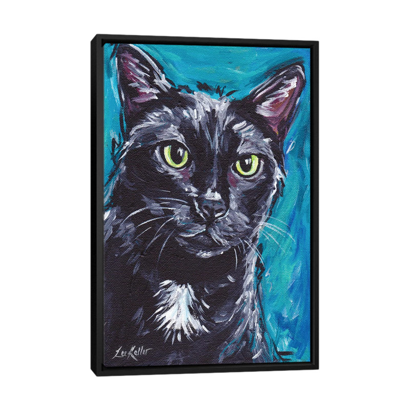 « expressif black cat » par hippie hound studios, impression sur toile tendue, H 26 po x l 18 po x P 1,5 po, Pas de tapis