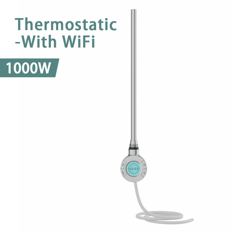 Smart Wifi Thermostatic Electric Heating Element For Heated Towel Rail Radiator 1000W, Chrome