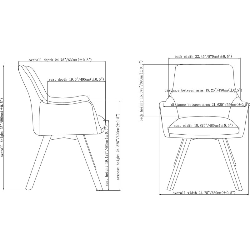 Chaise de salle d'attente en tissu l 25,59 "avec structure en bois