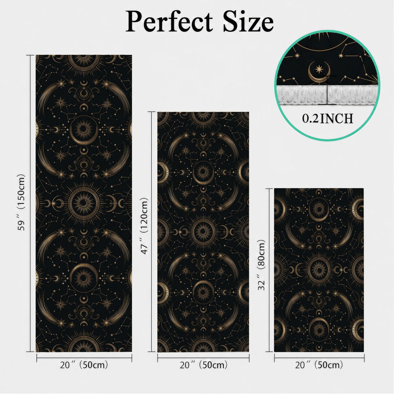 Celestial Motif Non-Slip Washable Kitchen Mats