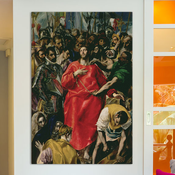 Christian Paintings " The Disrobing Of Christ " by El Greco, 26" H x 18" W x 1.5" D, Black Framed Fine Art Paper, No Mat