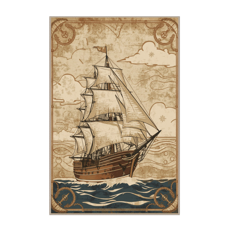 Tapis brun / beige beige lavable à la machine Eldred Classic, 8 x 12