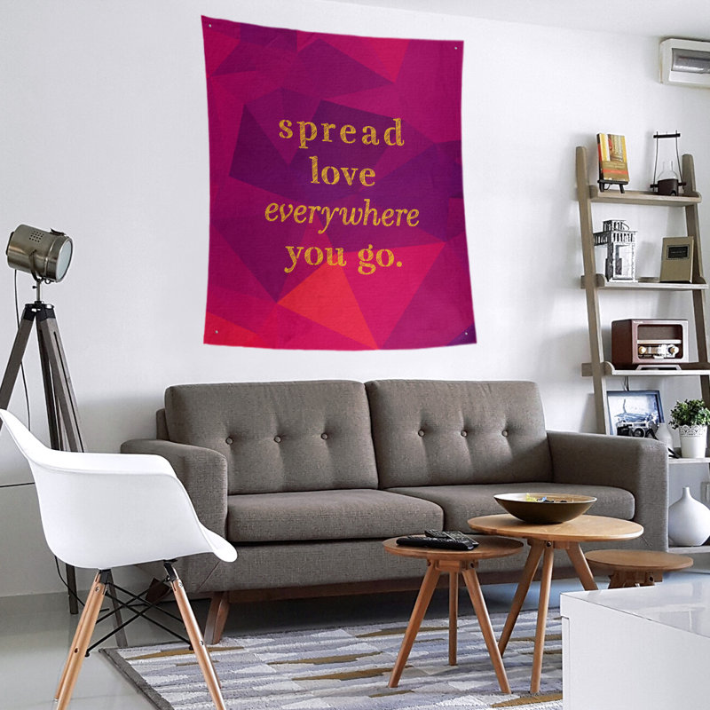 Tapisserie de polyester en faux pierres précieuses pour amour, H 80 po x l 68 po, Rubellite / or