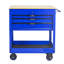 Chariot à outils multifonctionnel à 3 tiroirs avec roulettes - bleu, plateau en bois et tablette réglable pour entrepôt / atelier-692578797