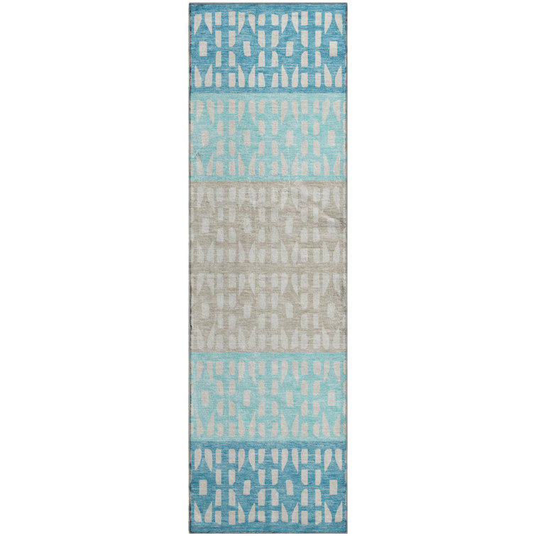 Premium Machine Washable Prisco Teal Rug