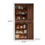 Bibliothèque sur pied moderne et minimaliste de 47,24 pouces, en bois à grain vertical, avec portes en verre et bandes lumineuses DEL