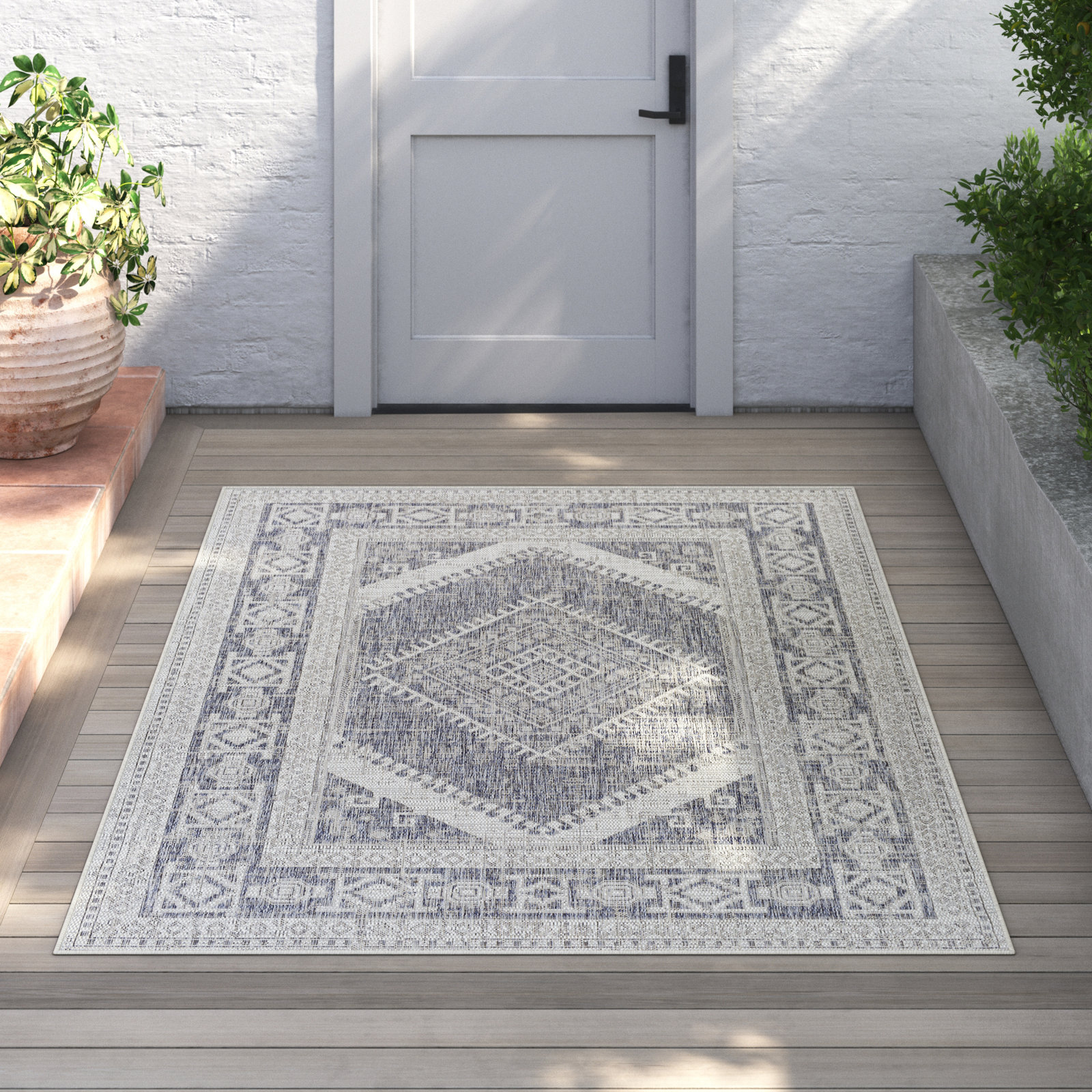 Bronwyn Oriental Outdoor Rug, Rectangle 6'7" x 9'