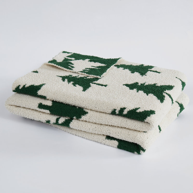 Truly Soft Cozy Evergreen Christmas Reversible Throw