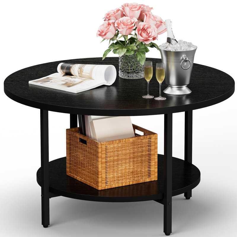 Table d'appoint en bois à 2 niveaux, Noir