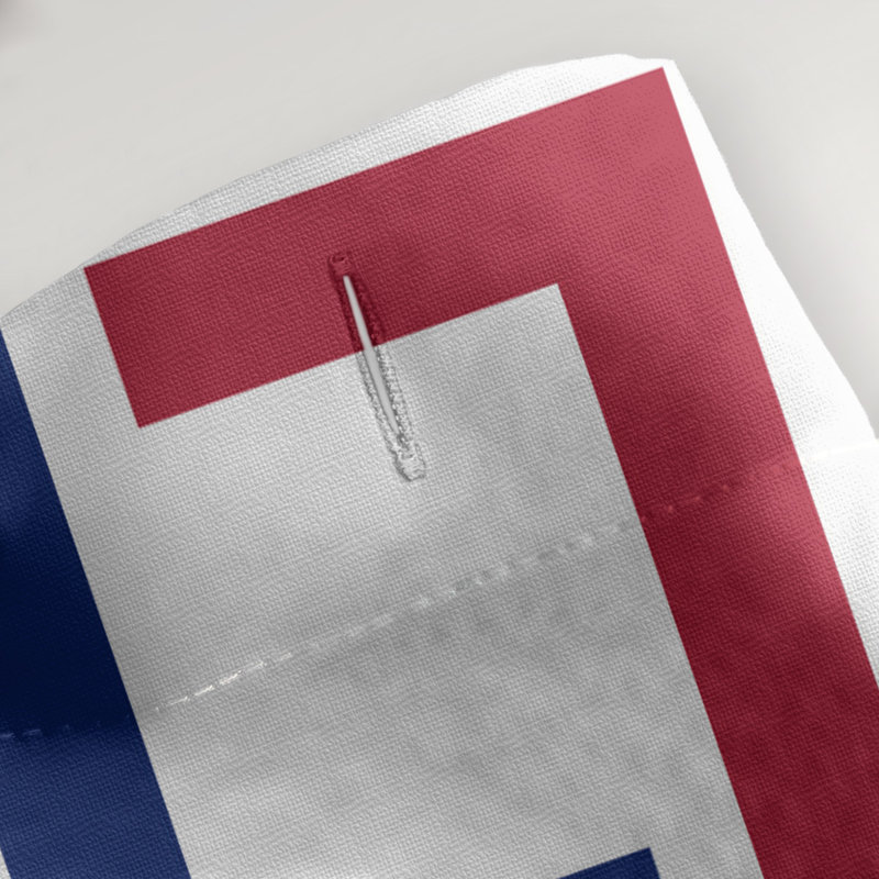 Rideau de douche géométrique simple, Bleu foncé / rouge / blanc