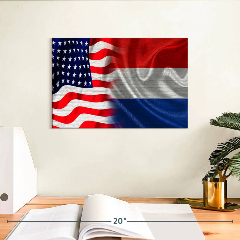 Borges, États-Unis et drapeaux néerlandais, H 8 po x l 12 po