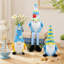 3 décorations de gnome d'été, décor de table nautique de bord de mer à thème de plage pour la maison, le bureau, une tablette, un manteau de cheminée, un rebord de fenêtre