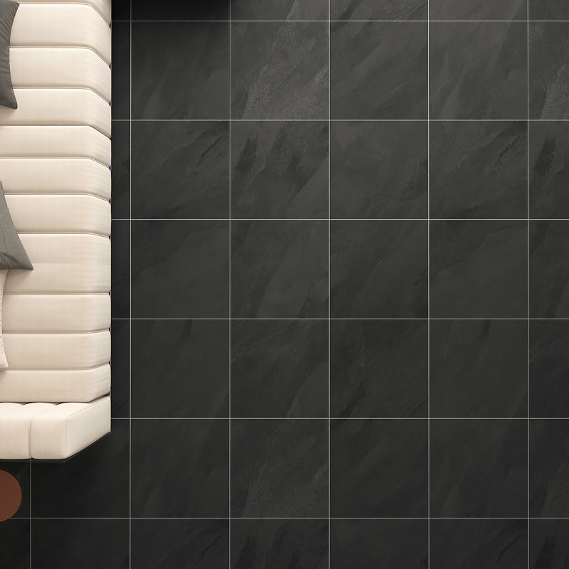 Hurricane Italian 24" x 24" Porcelain Floor and Wall Tile (12 Sq. Ft.), Black