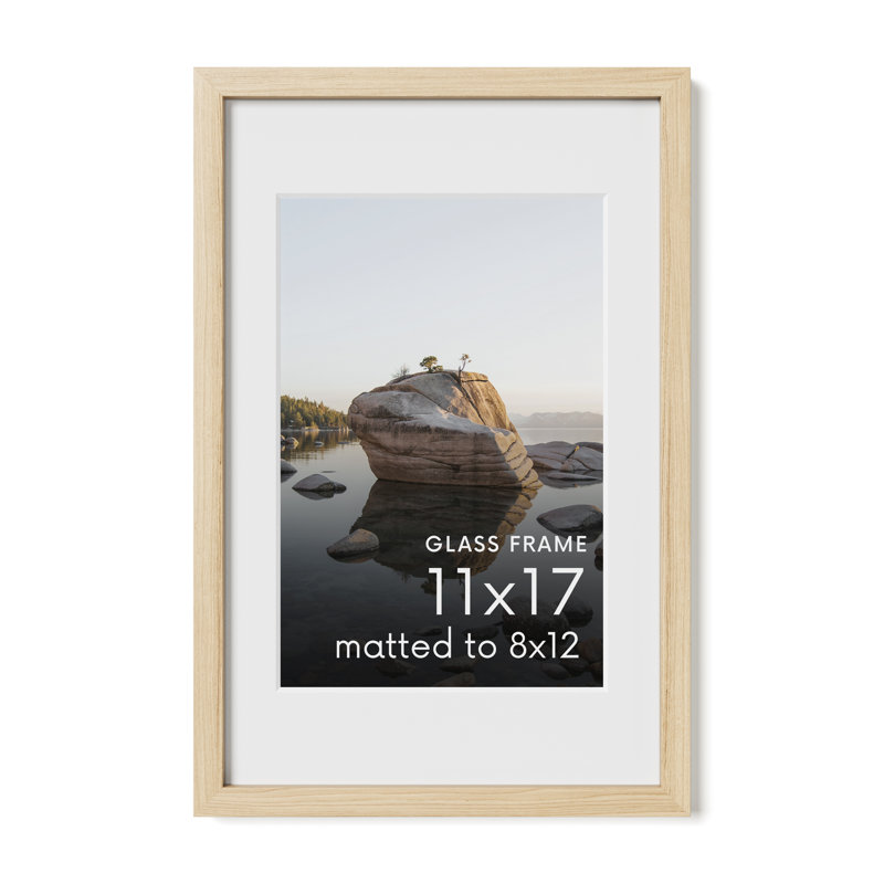 Cadre photo en bois massif avec verre, Beige, L 11 po x H 17 po