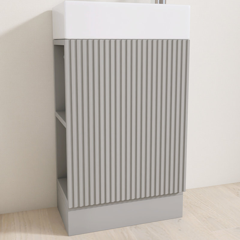Ensemble de meuble-lavabo autoportant 18,6 po avec plateau en céramique 18,6 po, Gris
