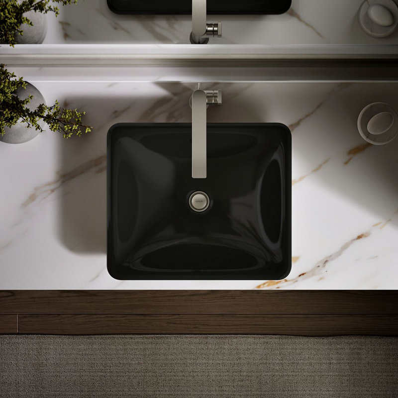 Lavabo de salle de bain rectangulaire en métal avec trop-plein 6,3 po Iron Plains ™, Noir