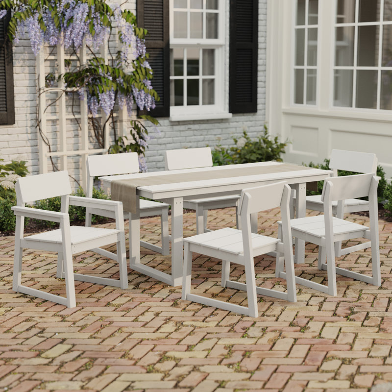 7-Piece Outdoor Dining Set, White