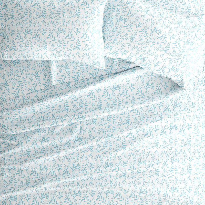 Ensemble de draps en microfibre à motif Simply Soft™, Éclat de vignes bleu marine, Très grand