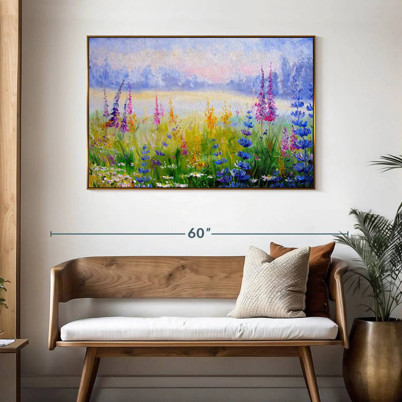 Floral, 46 po x 31 po, Cadre flottant doré