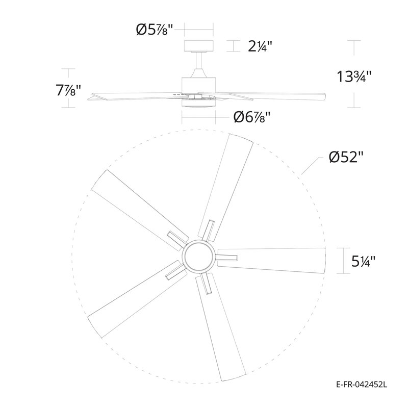 Ventilateur de plafond à 5 pales de 52 pouces Bali Smart 2700K-6000K CCT avec lumière sélectionnable et télécommande